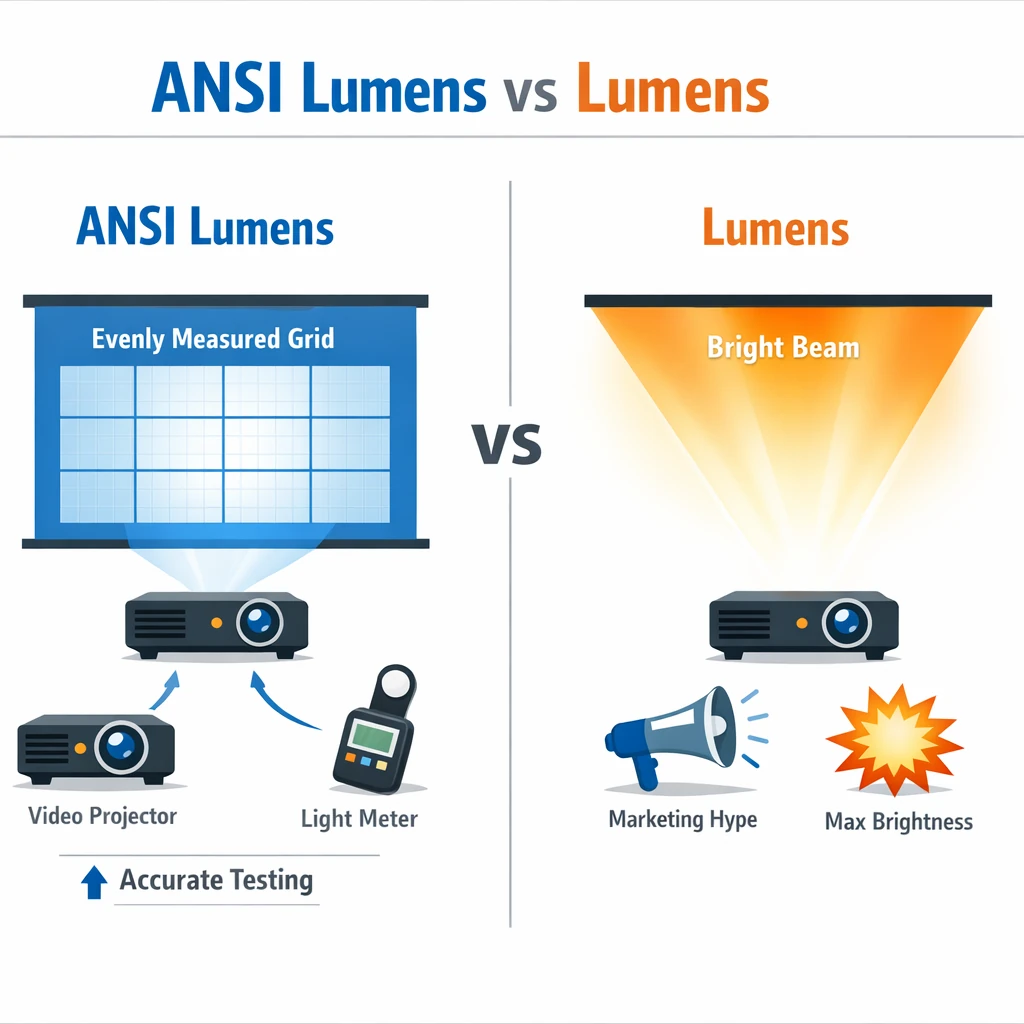 تفاوت ANSI Lumen و Lumen واقعی چیست؟